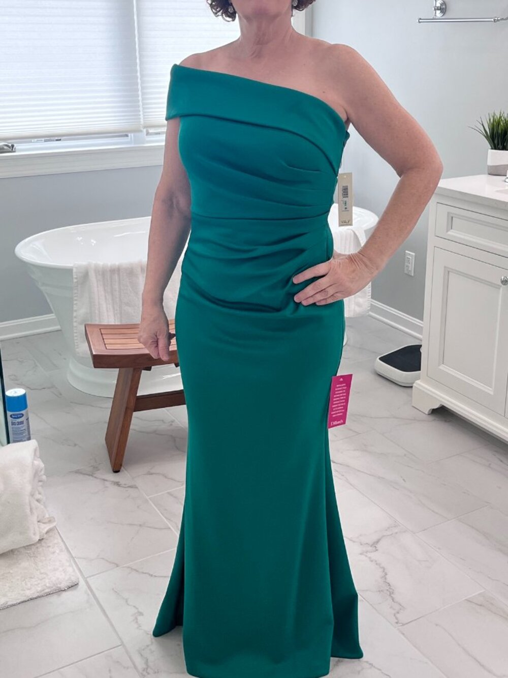 Eliza J Off the Shoulder Fit & Flare Gown Green NWT Size 8